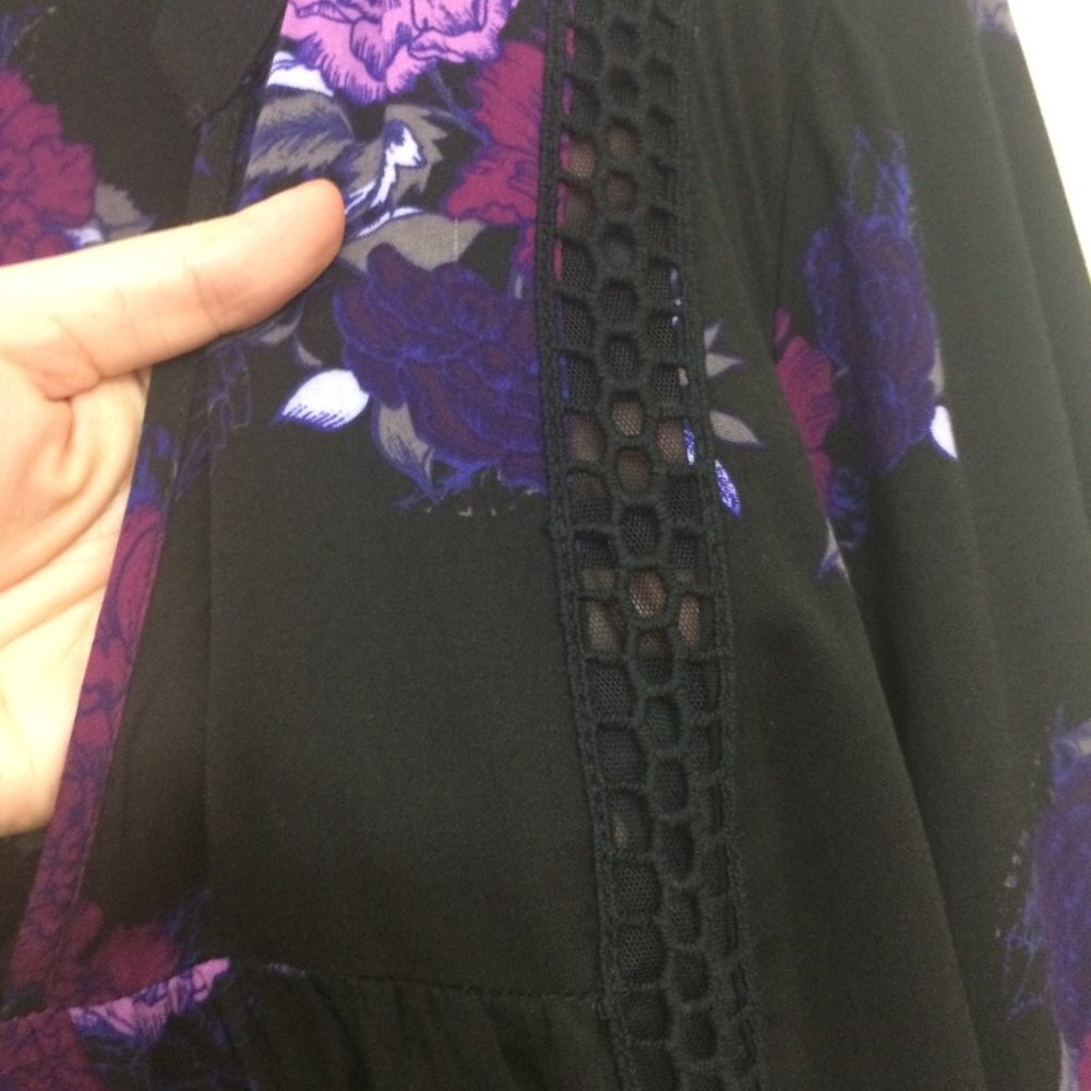 Torrid Boho Tunic Blouse Black / Plum Floral NWOT - Picture 11 of 14